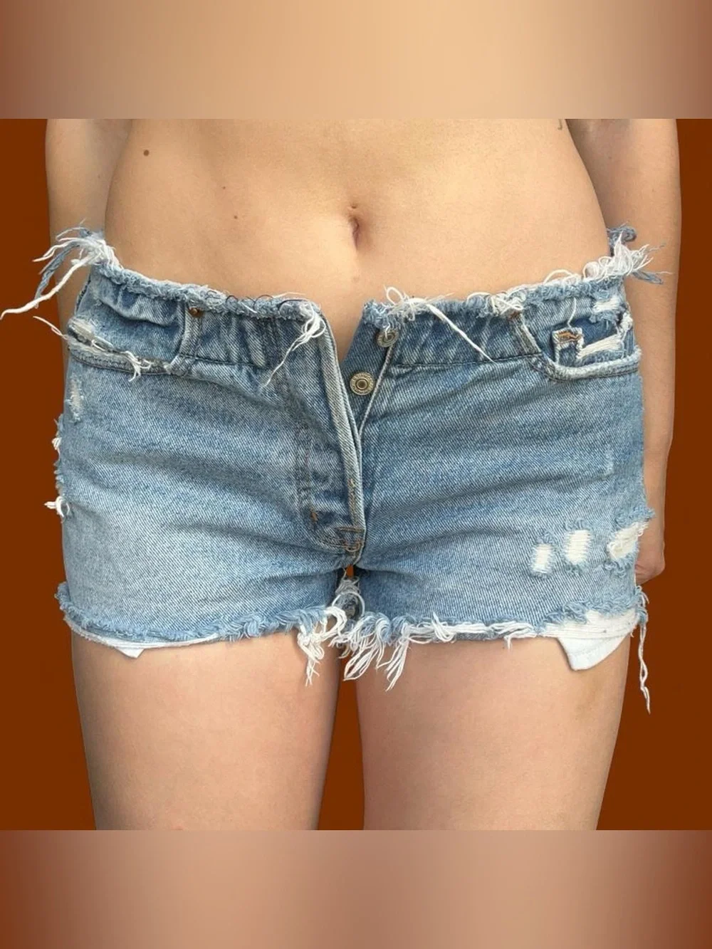 Abercrombie & Fitch Light Blue Distressed Denim Cutoff Shorts